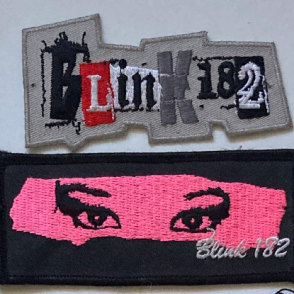 Pink and Gray Embroidered Band Patches